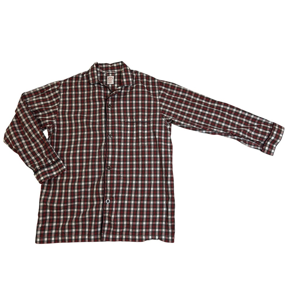 Collegiate Luxury Cozy Winter Brooks Brothers Red Plaid Pajama Top M 100% Cotton